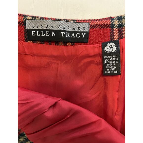 Vtg Wool Cashmere Skirt Ellen Tracy Linda Size Small 6 Tartan Plaid 22”L Suit - Picture 4 of 8